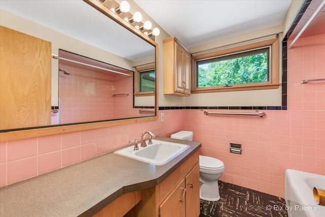 5010 Shady Oaks Ln, Crystal Lake, IL 60012 - bathroom with vanity, a tub to relax in, a shower, and tile walls