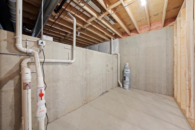 view of unfinished basement