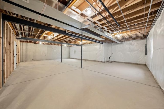 view of unfinished basement