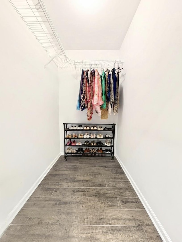 spacious closet with wood finished floors