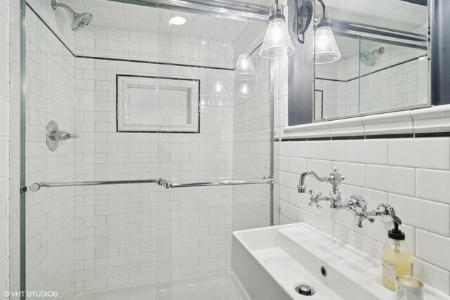 5632 Oakwood Cir, Long Grove, IL 60047 - bathroom with a stall shower and tile walls