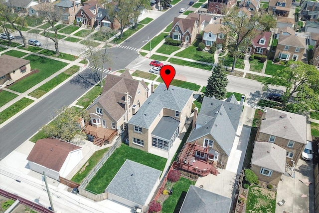 aerial view with a residential view