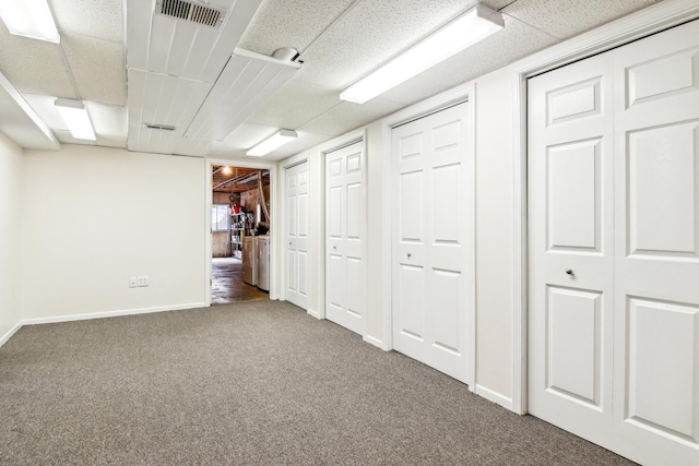 2825 Colonial Dr, Elgin, IL 60124 - finished basement featuring carpet floors, a drop ceiling, and baseboards