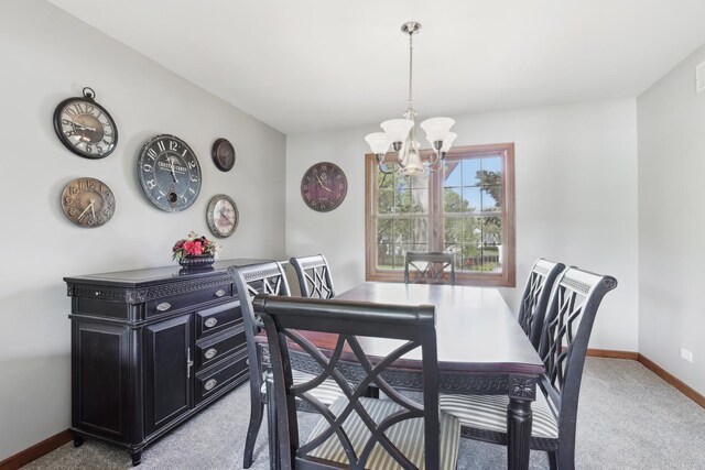 2835 Randall Ridge Ct, Elgin, IL 60124 - dining room with a chandelier, light colored carpet, and baseboards