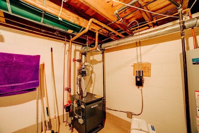 utilities with a heating unit and water heater