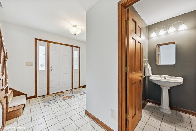500 Easy St, Darien, IL 60561 - entrance foyer featuring baseboards, stairway, and light tile patterned floors