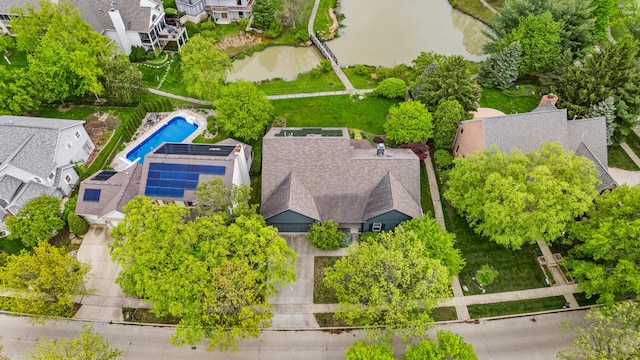 aerial view of a pool area