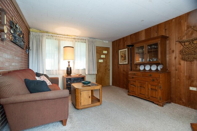 9450 Greenwood Ave, Des Plaines, IL 60016 - living room featuring wood walls and light colored carpet