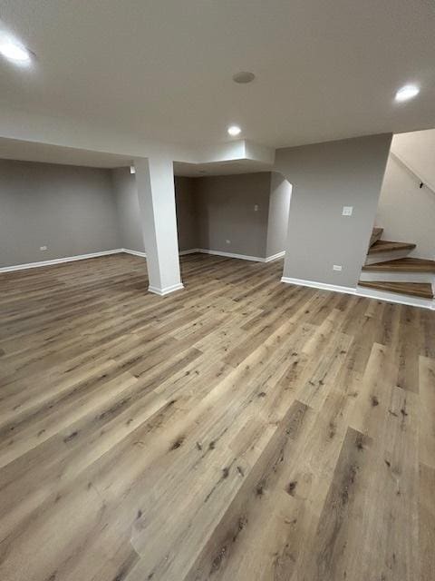 1473 Wentworth Ave, Calumet City, IL 60409 - finished below grade area featuring stairs, wood finished floors, and recessed lighting