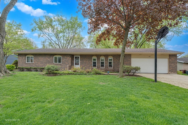400 Illinois Rd, Frankfort, IL 60423 - ranch-style house featuring a garage, driveway, a front yard, and brick siding