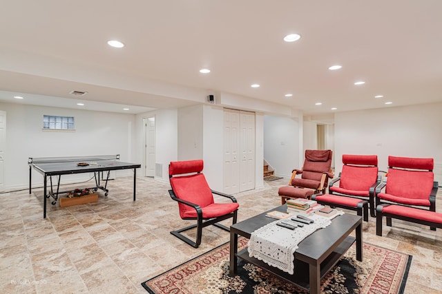 400 Illinois Rd, Frankfort, IL 60423 - recreation room featuring light stone finish floors and recessed lighting
