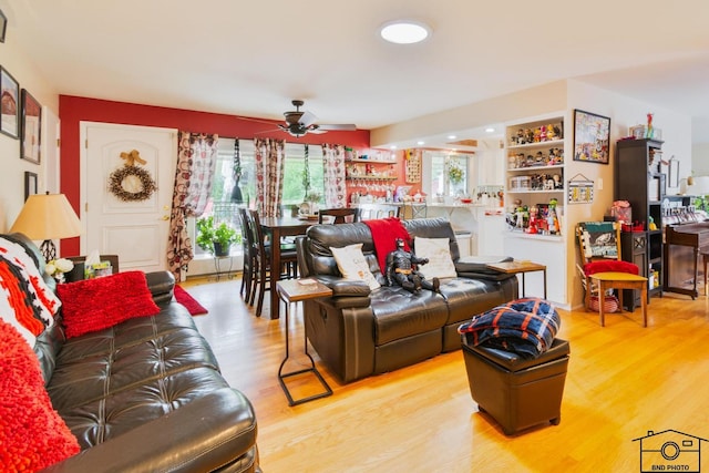 2312 Robertson Ln, Flossmoor, IL 60422 - living area featuring ceiling fan, wood finished floors, and recessed lighting