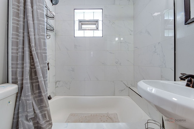 3117 S 53rd Ave, Cicero, IL 60804 - bathroom with a sink, shower / tub combo with curtain, and toilet