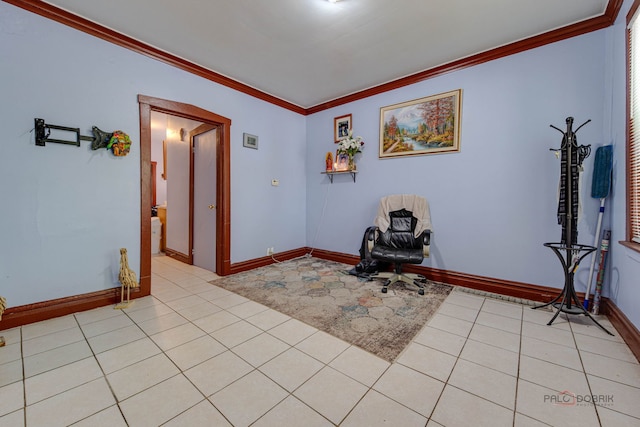 3117 S 53rd Ave, Cicero, IL 60804 - sitting room featuring light tile patterned floors, crown molding, and baseboards