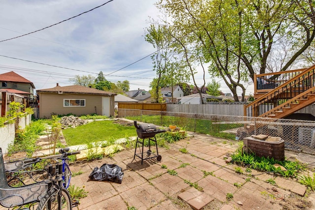 3117 S 53rd Ave, Cicero, IL 60804 - view of patio with stairs, an outdoor fire pit, and an outbuilding