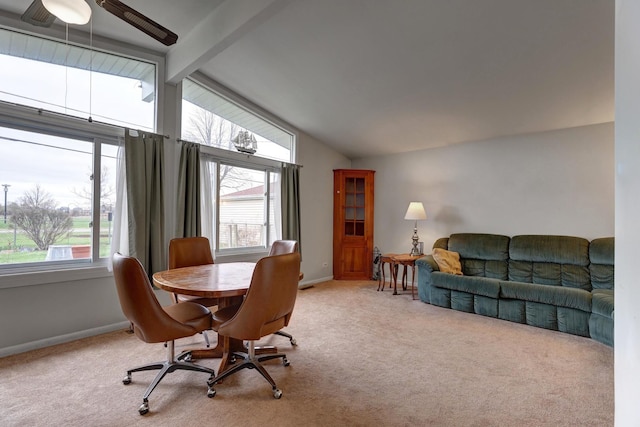 66W Jeffery Ave, Wheeling, IL 60090 - dining room featuring lofted ceiling with beams, plenty of natural light, and carpet