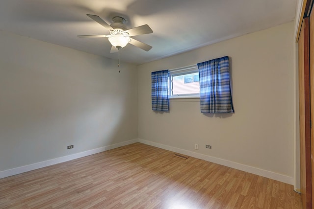 66W Jeffery Ave, Wheeling, IL 60090 - empty room featuring baseboards, ceiling fan, light wood-style flooring, and visible vents