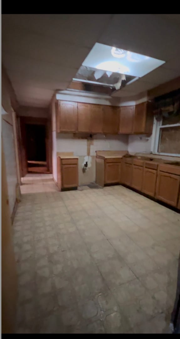 kitchen with light countertops and light floors