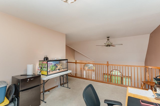 1918 Clement St, Crest Hill, IL 60403 - carpeted office space with ceiling fan and lofted ceiling