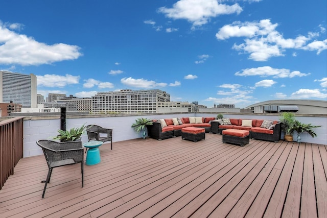 deck featuring outdoor lounge area