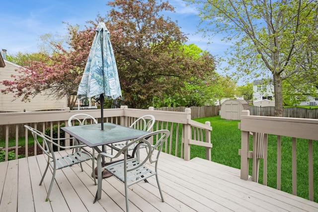 1326 Narragansett Dr, Carol Stream, IL 60188 - wooden terrace with a shed, an outbuilding, and outdoor dining area