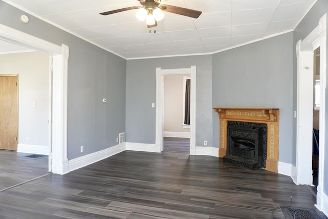 221 N Main St, Wilmington, IL 60481 - unfurnished living room with a fireplace, ceiling fan, and wood finished floors