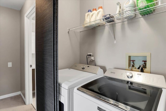 436 Yorktown Ct, Aurora, IL 60504 - clothes washing area with baseboards, laundry area, and washer and dryer