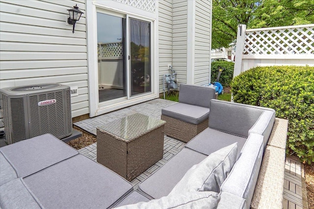 436 Yorktown Ct, Aurora, IL 60504 - view of patio / terrace featuring fence, an outdoor hangout area, and cooling unit