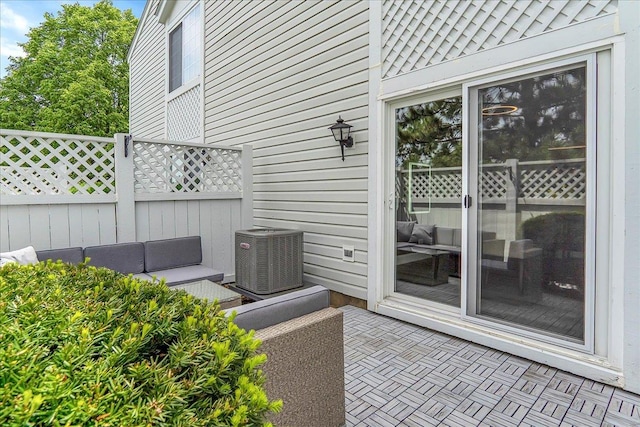436 Yorktown Ct, Aurora, IL 60504 - view of patio / terrace featuring fence, an outdoor living space, and central AC