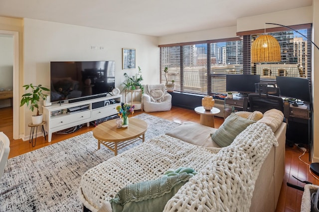 living area featuring wood finished floors
