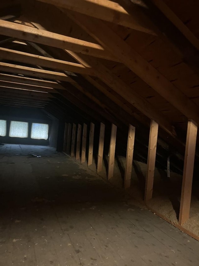 view of unfinished attic