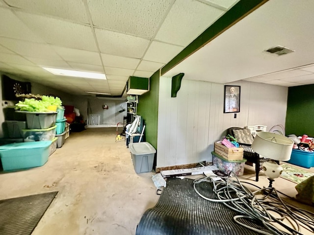 1310 E 15th Rd, Streator, IL 61364 - finished basement featuring visible vents and a paneled ceiling