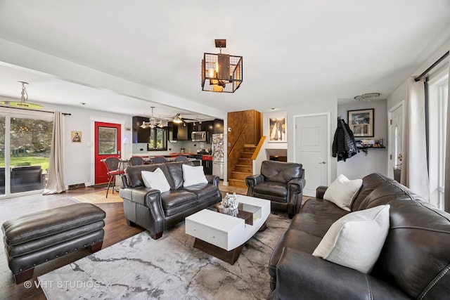 20W315 S Frontage Rd, Lemont, IL 60439 - living area with a chandelier, stairs, and wood finished floors