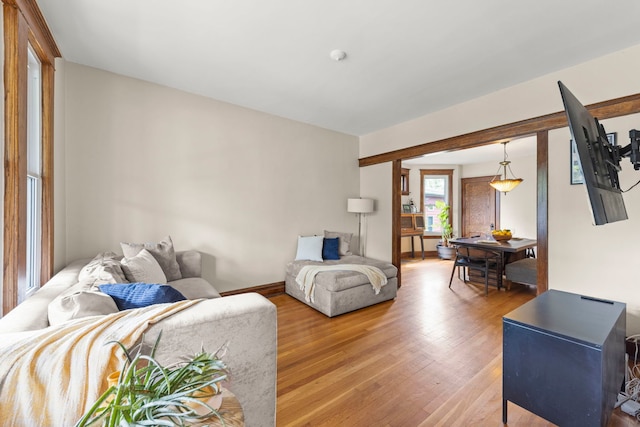 living area with light wood finished floors