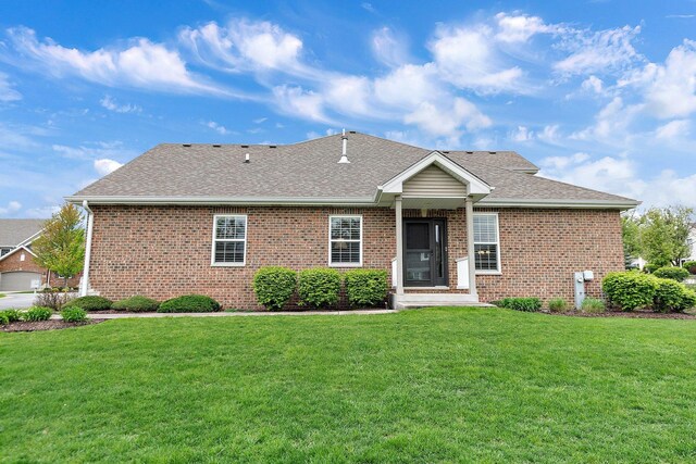 11130 Alpine Ln, Orland Park, IL 60467 - ranch-style house featuring brick siding, a front yard, and roof with shingles