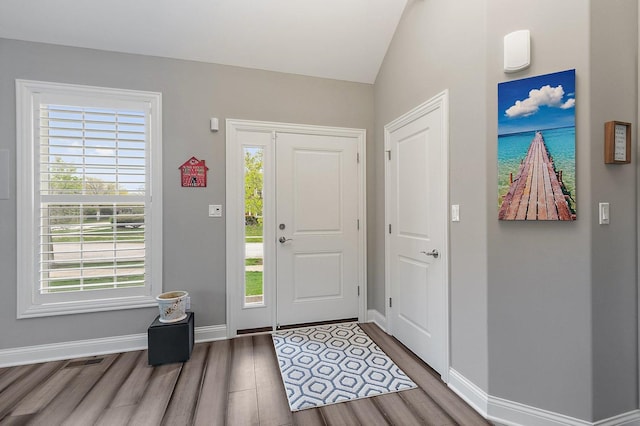 11130 Alpine Ln, Orland Park, IL 60467 - foyer featuring wood finished floors, baseboards, and lofted ceiling