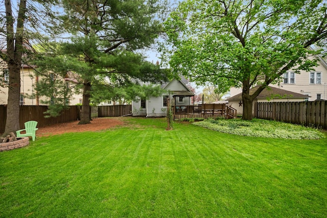 view of yard featuring a deck