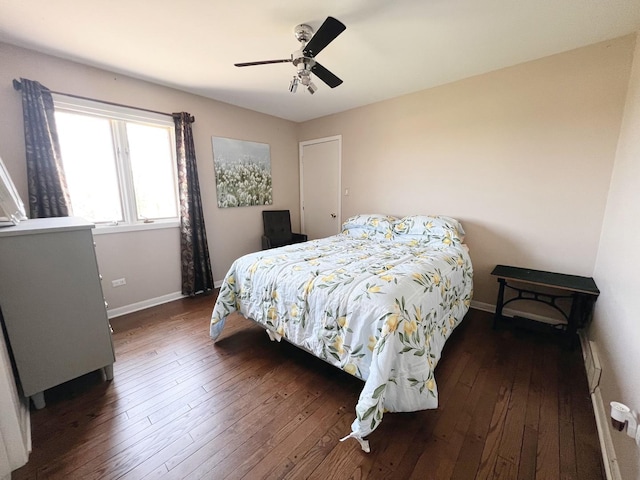 4508 Mccauley Rd, Woodstock, IL 60098 - bedroom with wood-type flooring, baseboards, and a ceiling fan