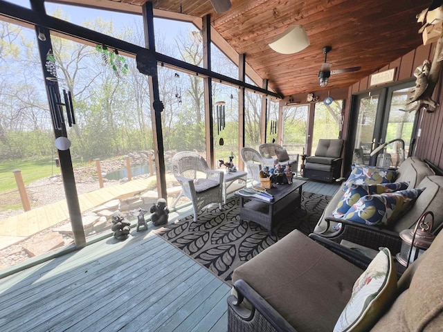 4508 Mccauley Rd, Woodstock, IL 60098 - sunroom with an outdoor living space, vaulted ceiling, and healthy amount of natural light
