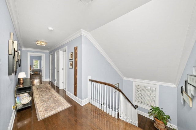 946 N Marion St, Oak Park, IL 60302 - hall with an upstairs landing, wood finished floors, baseboards, and ornamental molding