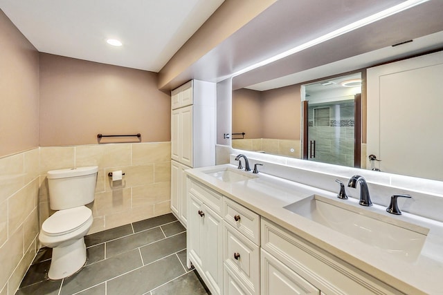 5824 N Fairfield Ave, Chicago, IL 60659 - full bathroom with toilet, tile patterned flooring, a shower stall, and a sink