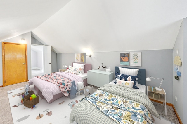 5824 N Fairfield Ave, Chicago, IL 60659 - bedroom with baseboards, carpet, and vaulted ceiling
