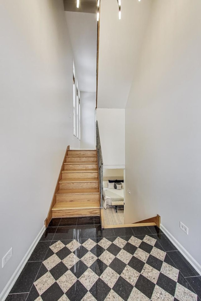 1214 N Marion Ct Unit A, Chicago, IL 60622 - stairs with granite tiled floors and baseboards