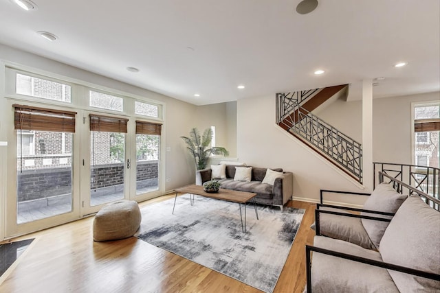 1214 N Marion Ct Unit A, Chicago, IL 60622 - living area featuring wood finished floors, recessed lighting, and stairs