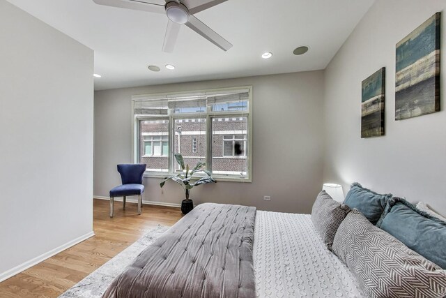 1214 N Marion Ct Unit A, Chicago, IL 60622 - bedroom featuring wood finished floors, ceiling fan, and recessed lighting