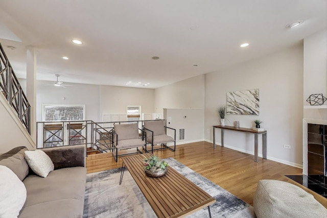 1214 N Marion Ct Unit A, Chicago, IL 60622 - living area with wood finished floors, recessed lighting, and ceiling fan