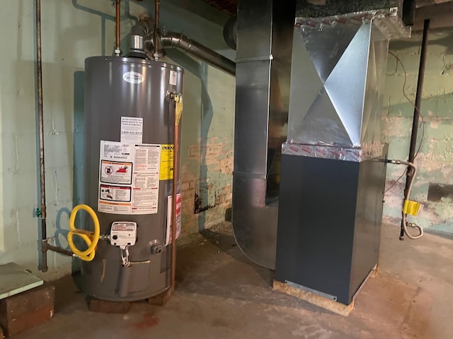 utilities with gas water heater and heating unit
