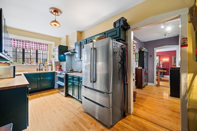 3800 N Lake Shore Dr Unit 5E, Chicago, IL 60613 - kitchen with backsplash, light wood-style flooring, appliances with stainless steel finishes, and a sink