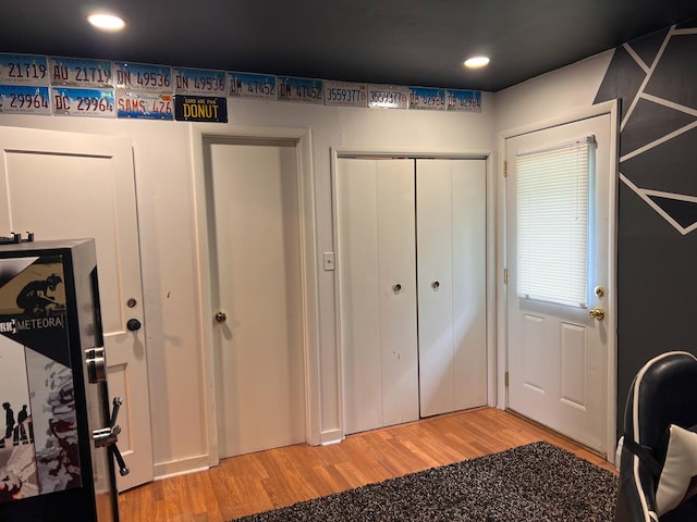 office area featuring light wood-style flooring