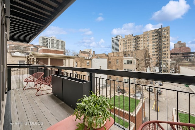 balcony with a view of city